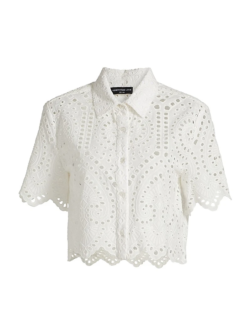 Dubois Cotton Eyelet Cropped Shirt