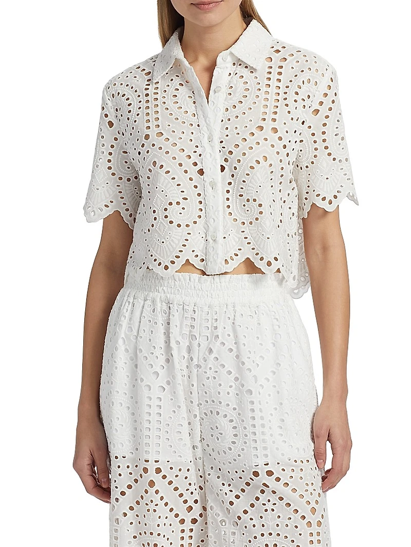 Dubois Cotton Eyelet Cropped Shirt