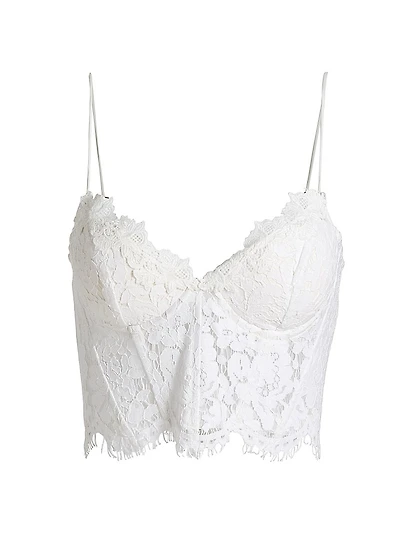 Miami Floral Cotton-Blend Lace Bustier