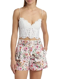 Miami Floral Cotton-Blend Lace Bustier