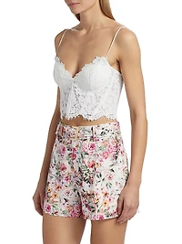 Miami Floral Cotton-Blend Lace Bustier