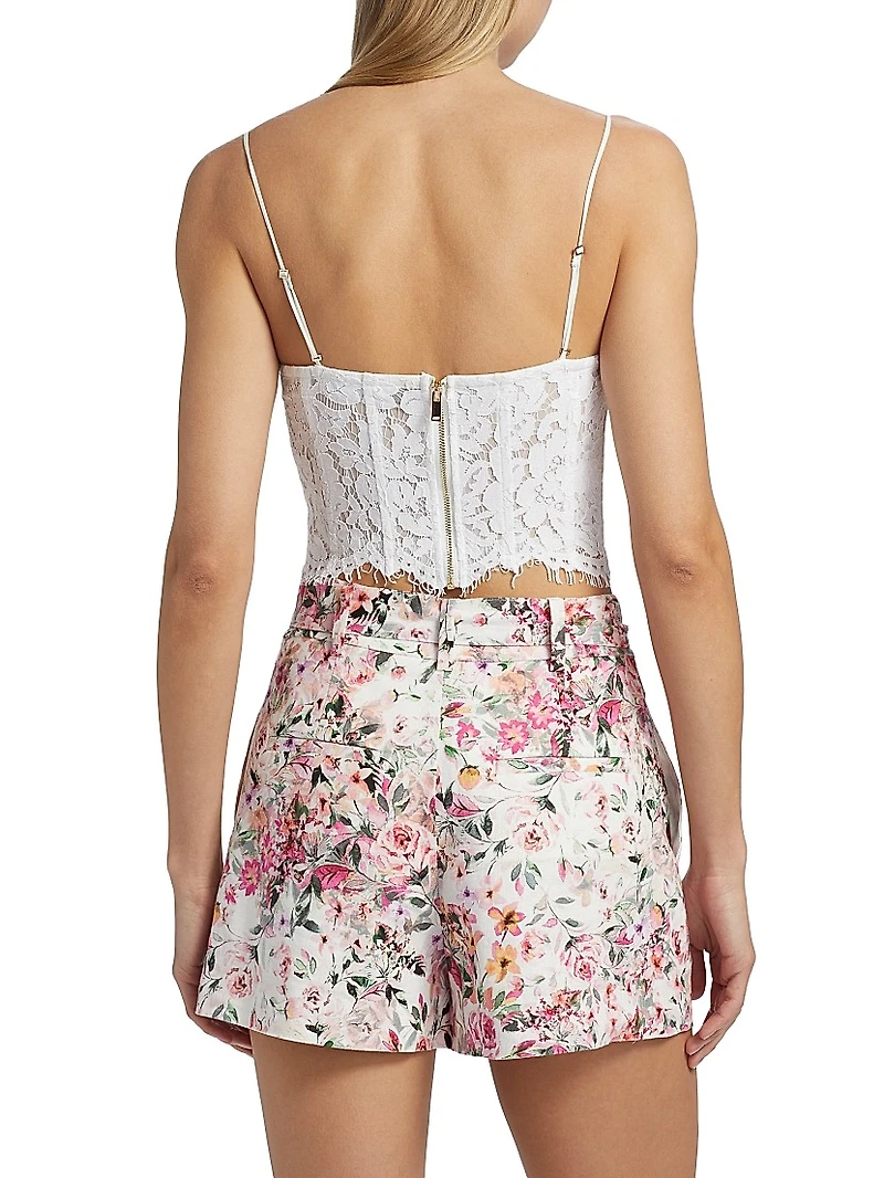 Miami Floral Cotton-Blend Lace Bustier