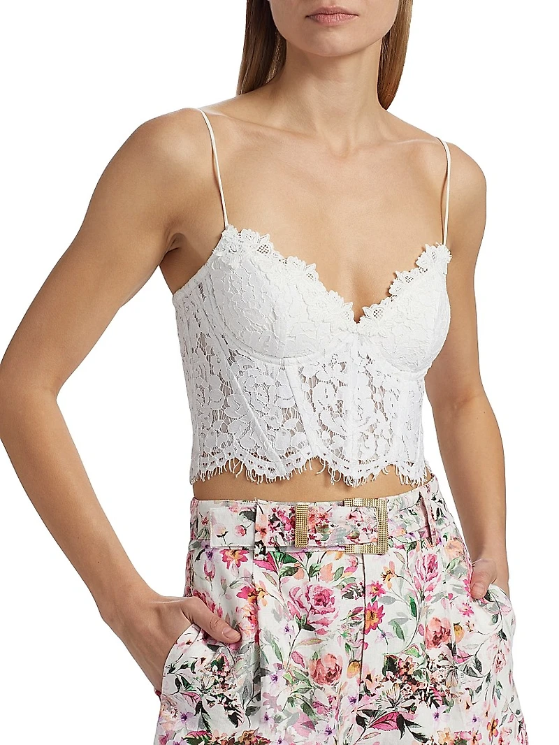 Miami Floral Cotton-Blend Lace Bustier