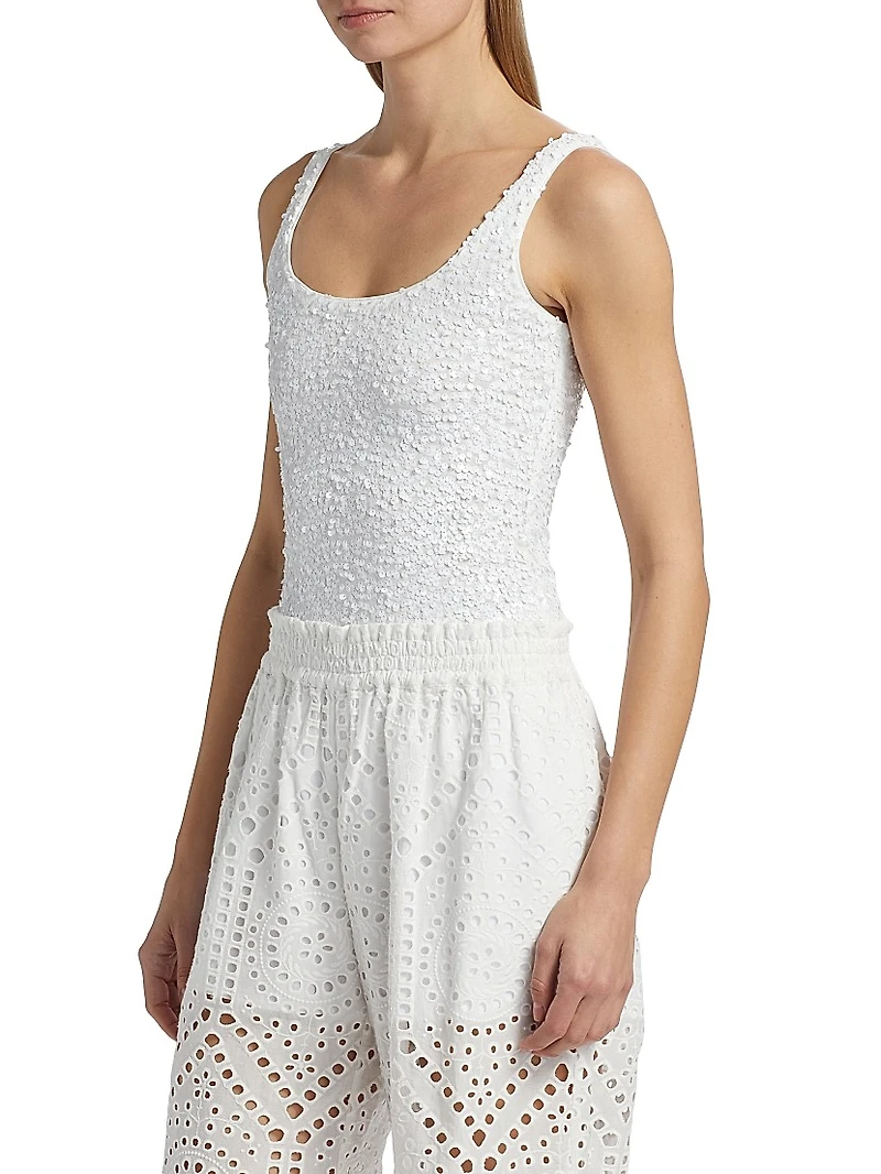 Dina Sequin Stretch Scoopneck Bodysuit