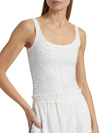 Dina Sequin Stretch Scoopneck Bodysuit