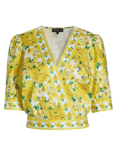 Rema Floral Cotton Poplin Wrap Blouse