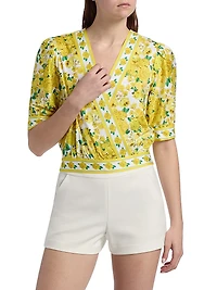 Rema Floral Cotton Poplin Wrap Blouse