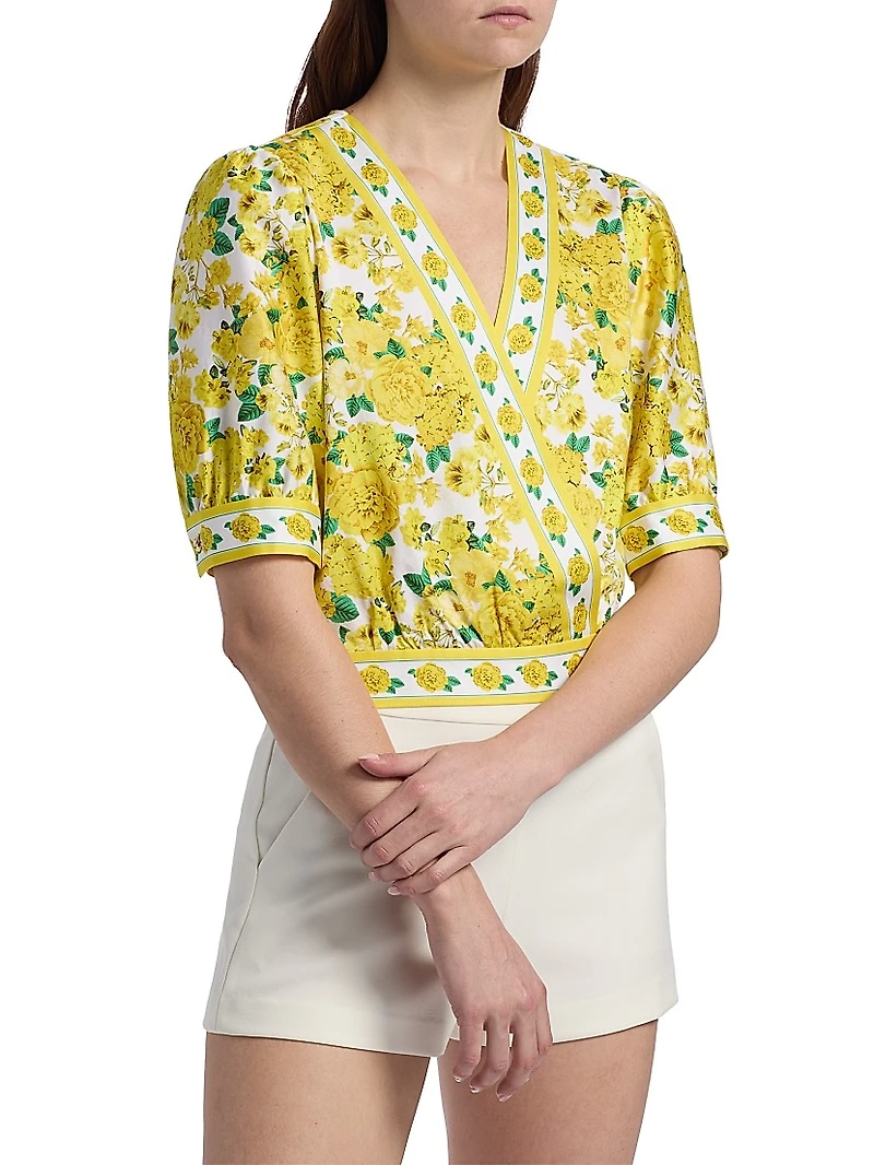 Rema Floral Cotton Poplin Wrap Blouse