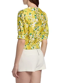 Rema Floral Cotton Poplin Wrap Blouse