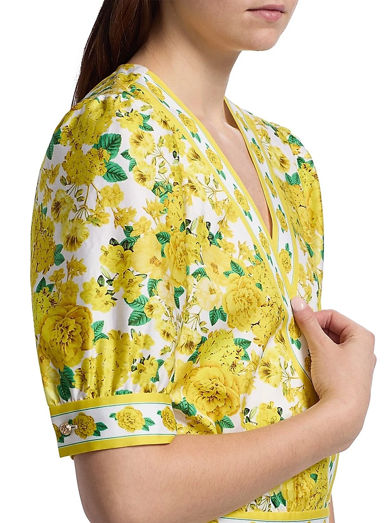 Rema Floral Cotton Poplin Wrap Blouse