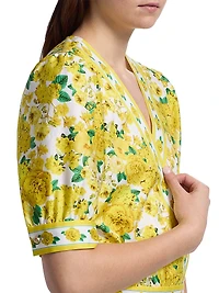 Rema Floral Cotton Poplin Wrap Blouse