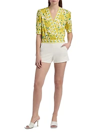 Rema Floral Cotton Poplin Wrap Blouse