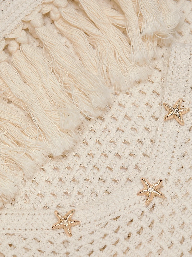 Gia Embellished Crochet Fringe Dress