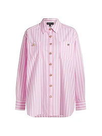 Meggy Striped Poplin Button-Front Shirt
