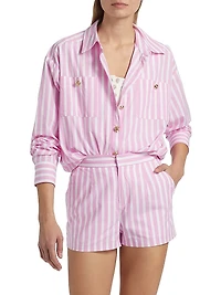 Meggy Striped Poplin Button-Front Shirt