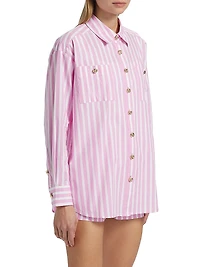 Meggy Striped Poplin Button-Front Shirt