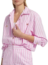 Meggy Striped Poplin Button-Front Shirt