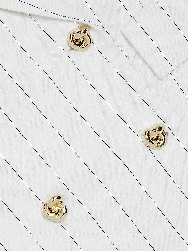 Arielle Pinstriped Linen-Blend Double-Breasted Blazer