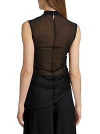Ruched Sheer Georgette Top