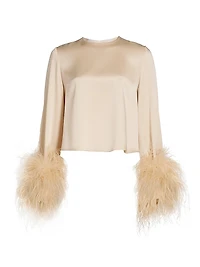 Feather Cuff Satin Top