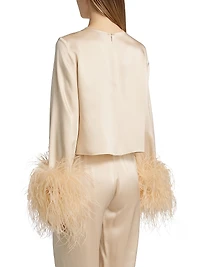 Feather Cuff Satin Top