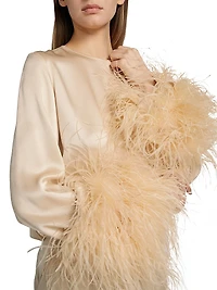 Feather Cuff Satin Top