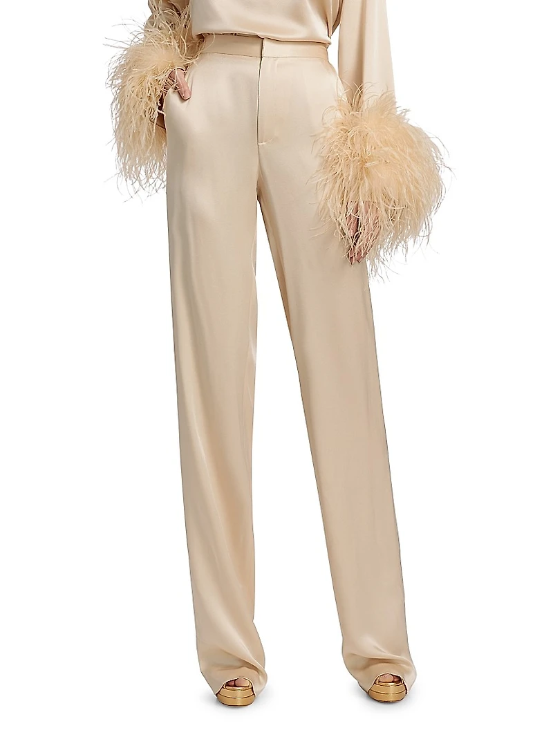 Satin High-Rise Trousers