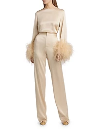 Satin High-Rise Trousers