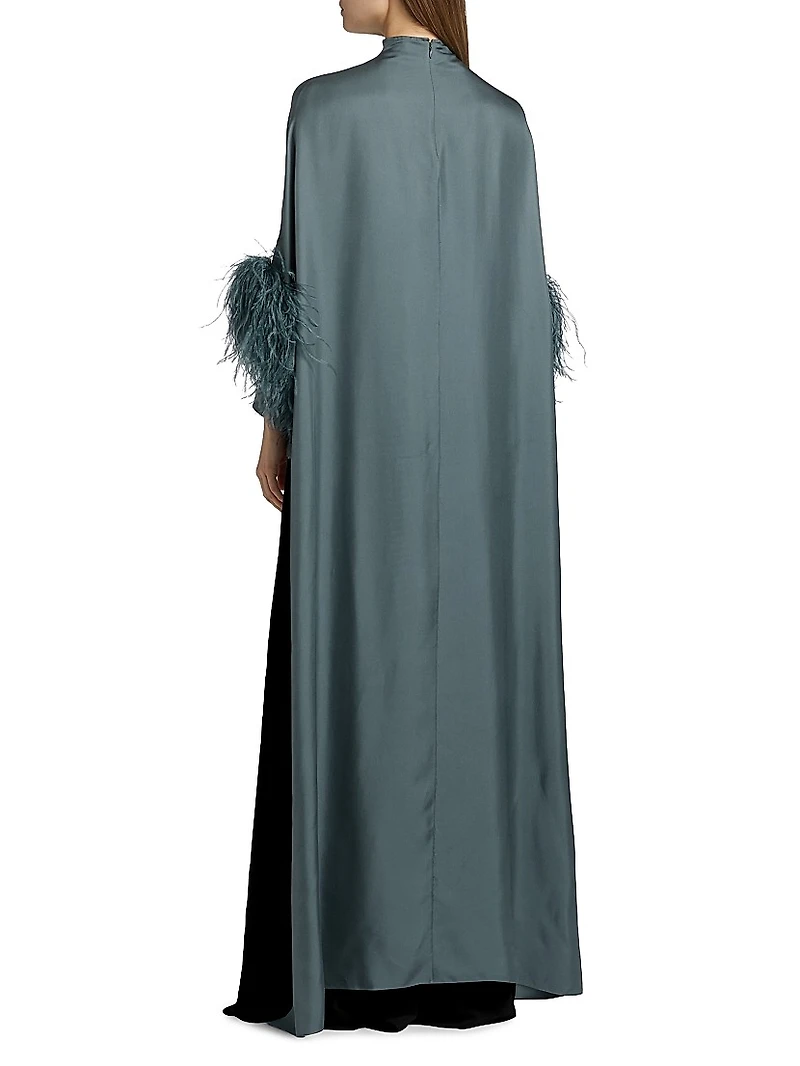 Feather-Trimmed Silk Twill High-Low Top