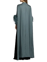 Feather-Trimmed Silk Twill High-Low Top