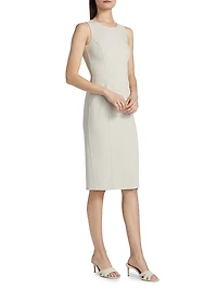 Virgin Wool-Blend Crewneck Sheath Midi-Dress