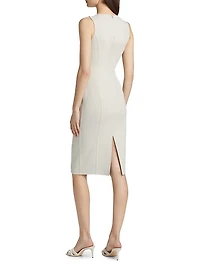 Virgin Wool-Blend Crewneck Sheath Midi-Dress