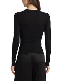 Merino Wool Rib-Knit Crewneck Sweater