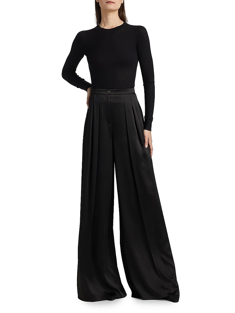 Merino Wool Rib-Knit Crewneck Sweater