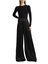 Merino Wool Rib-Knit Crewneck Sweater