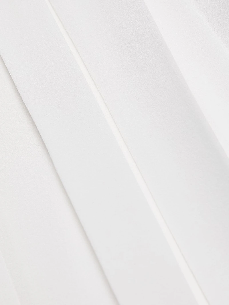 Silk Pleated Tieneck Blouse