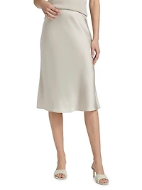 Charmeuse Bias-Cut Midi-Skirt