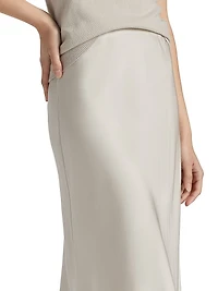 Charmeuse Bias-Cut Midi-Skirt
