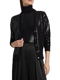 Sequined Cashmere V-Neck Cardigan