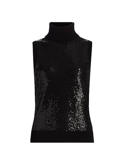 Sequined Cashmere Turtleneck Sweater
