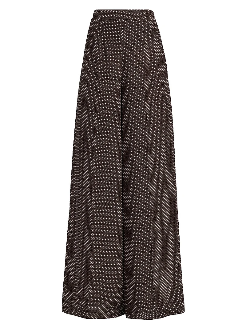 Polka Dot Silk Wide-Leg Pants