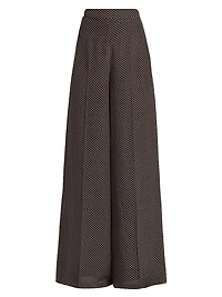 Polka Dot Silk Wide-Leg Pants