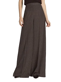 Polka Dot Silk Wide-Leg Pants