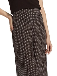 Polka Dot Silk Wide-Leg Pants