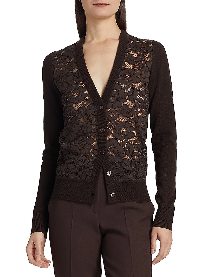 Lace & Cashmere V-Neck Cardigan