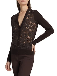 Lace & Cashmere V-Neck Cardigan