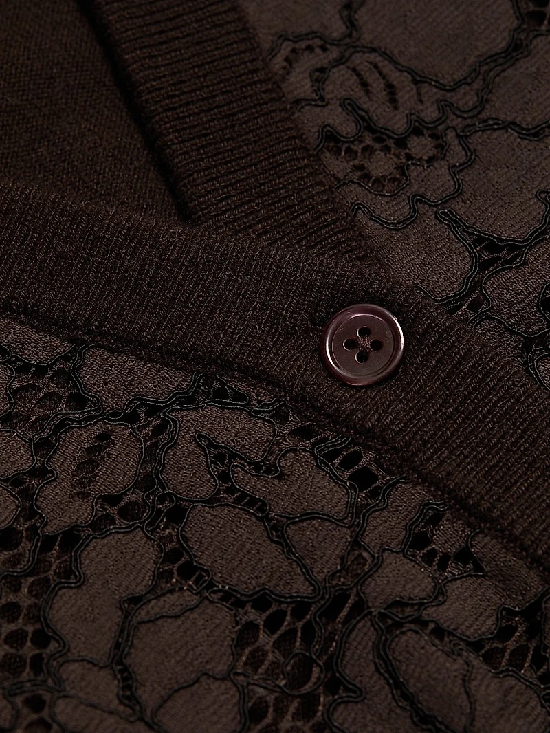 Lace & Cashmere V-Neck Cardigan
