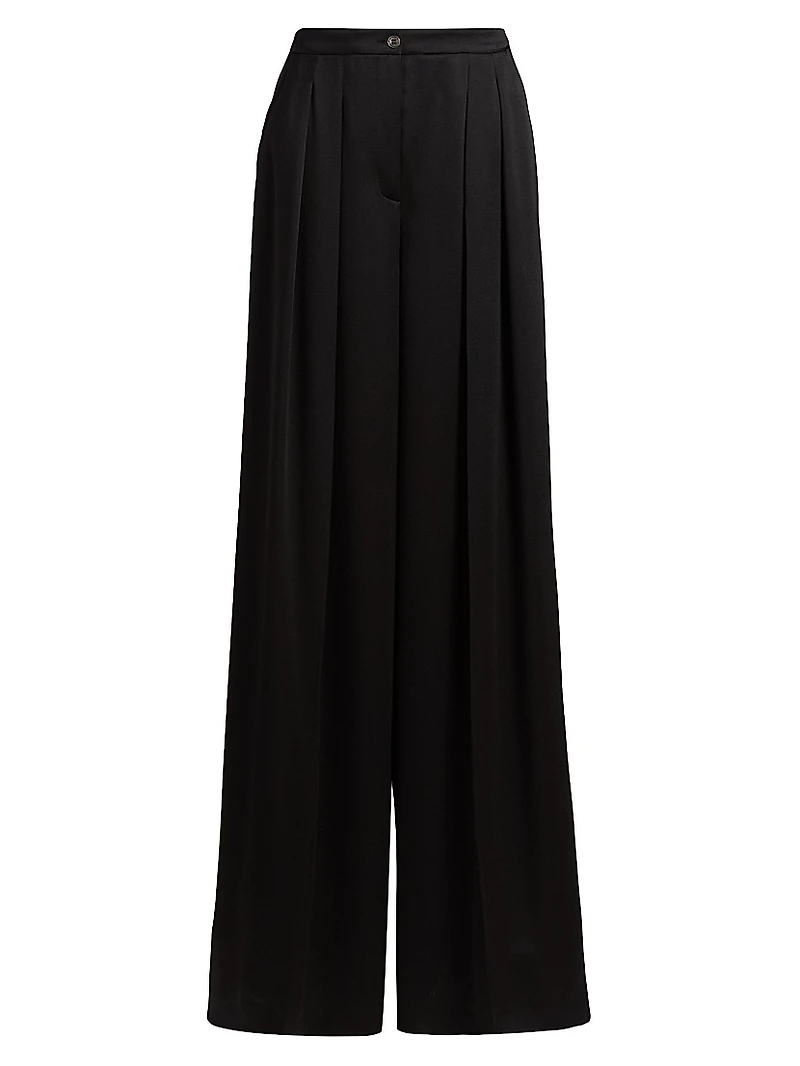 Hammered Satin High-Rise Palazzo Pants