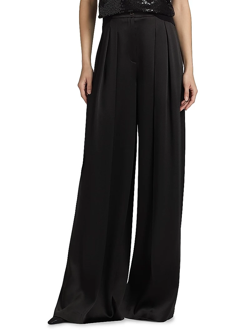 Hammered Satin High-Rise Palazzo Pants