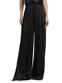 Hammered Satin High-Rise Palazzo Pants